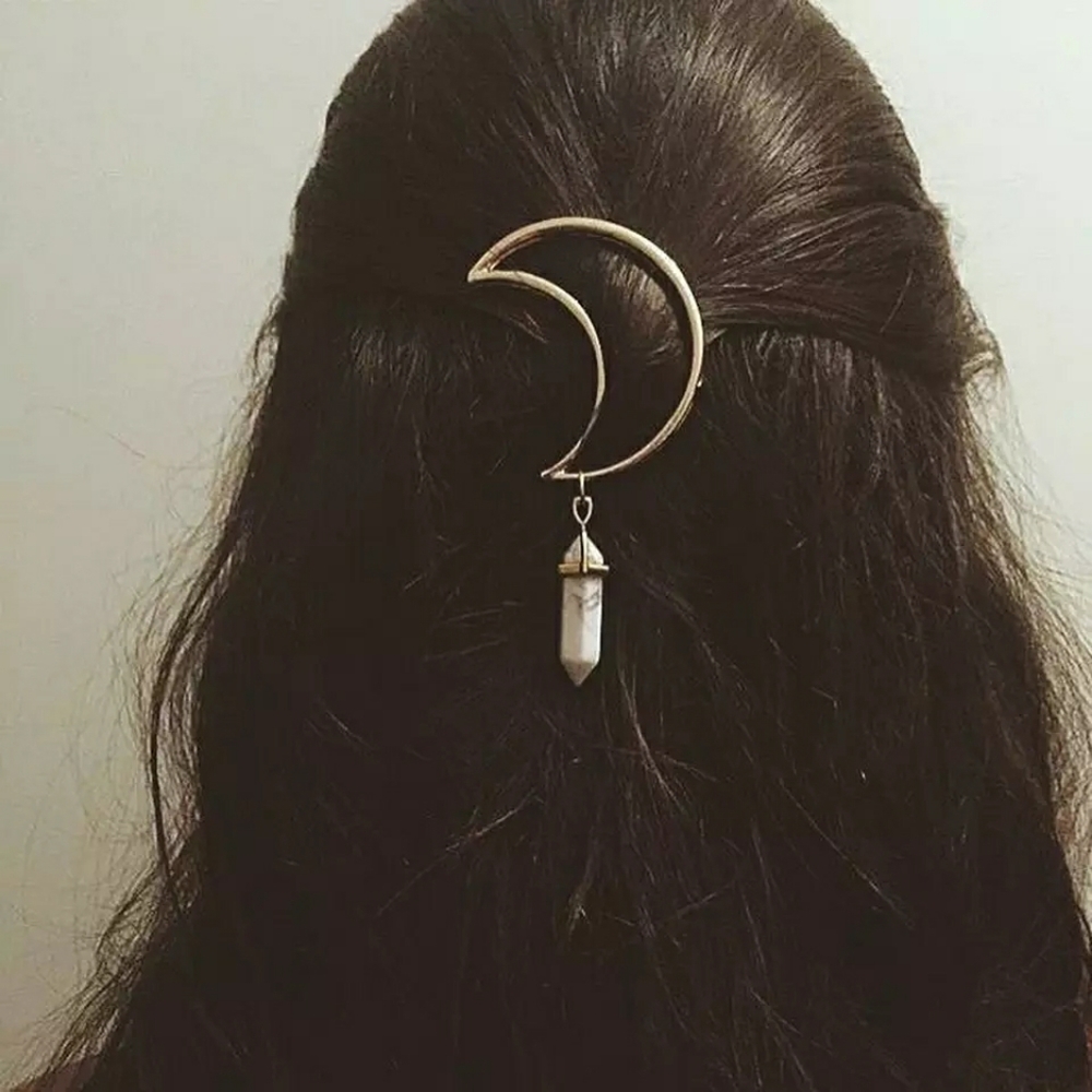 NEW Silver Minimalist Crescent Moon Hair Pin Clip - Picture 12 of 15